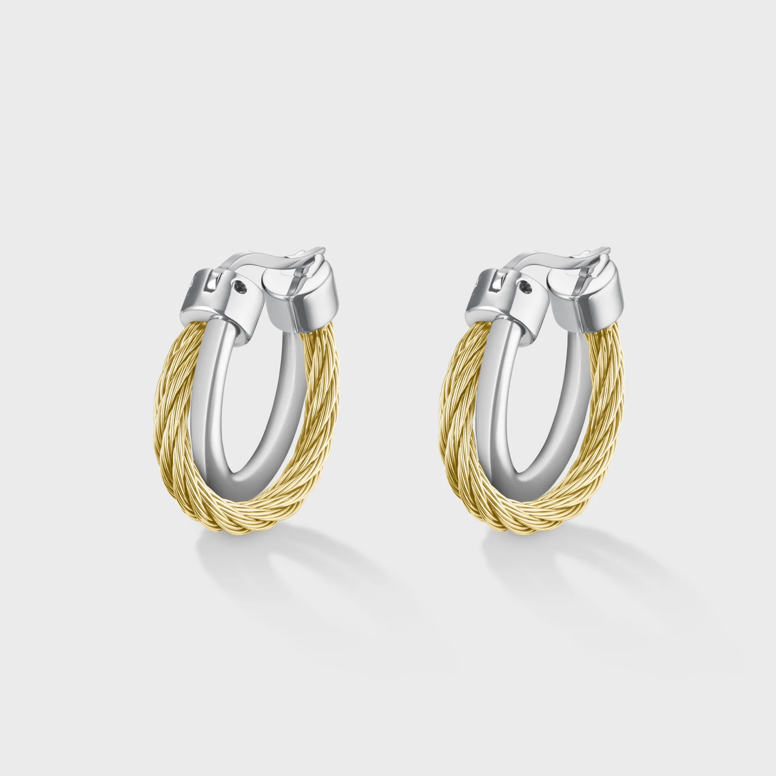 Élevé Medium Double Hoop Earrings, Two-tone