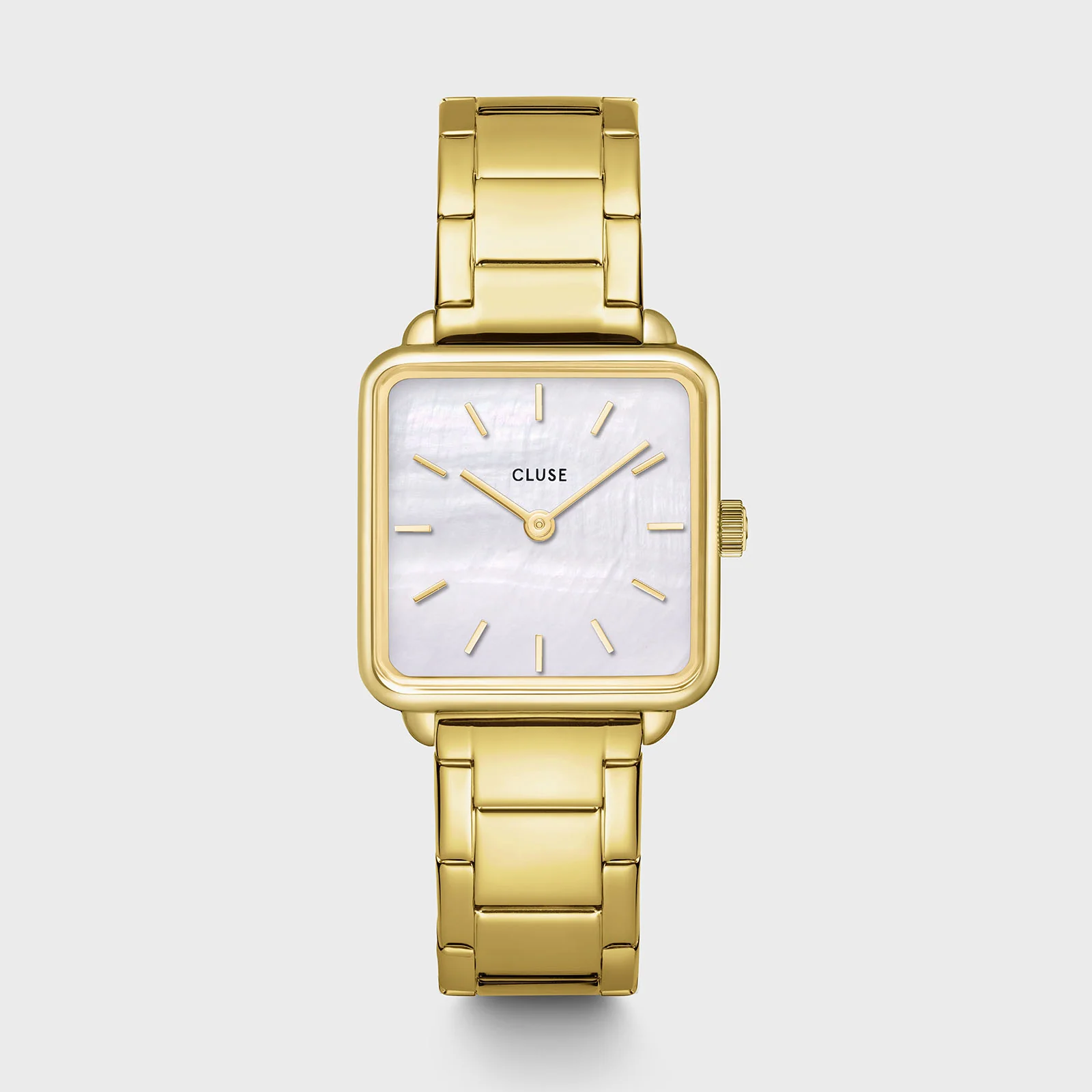 Gift Box La Tétragone Watch Steel, White Pearl & Curb Chain Bracelet, Gold Colour - Image 3