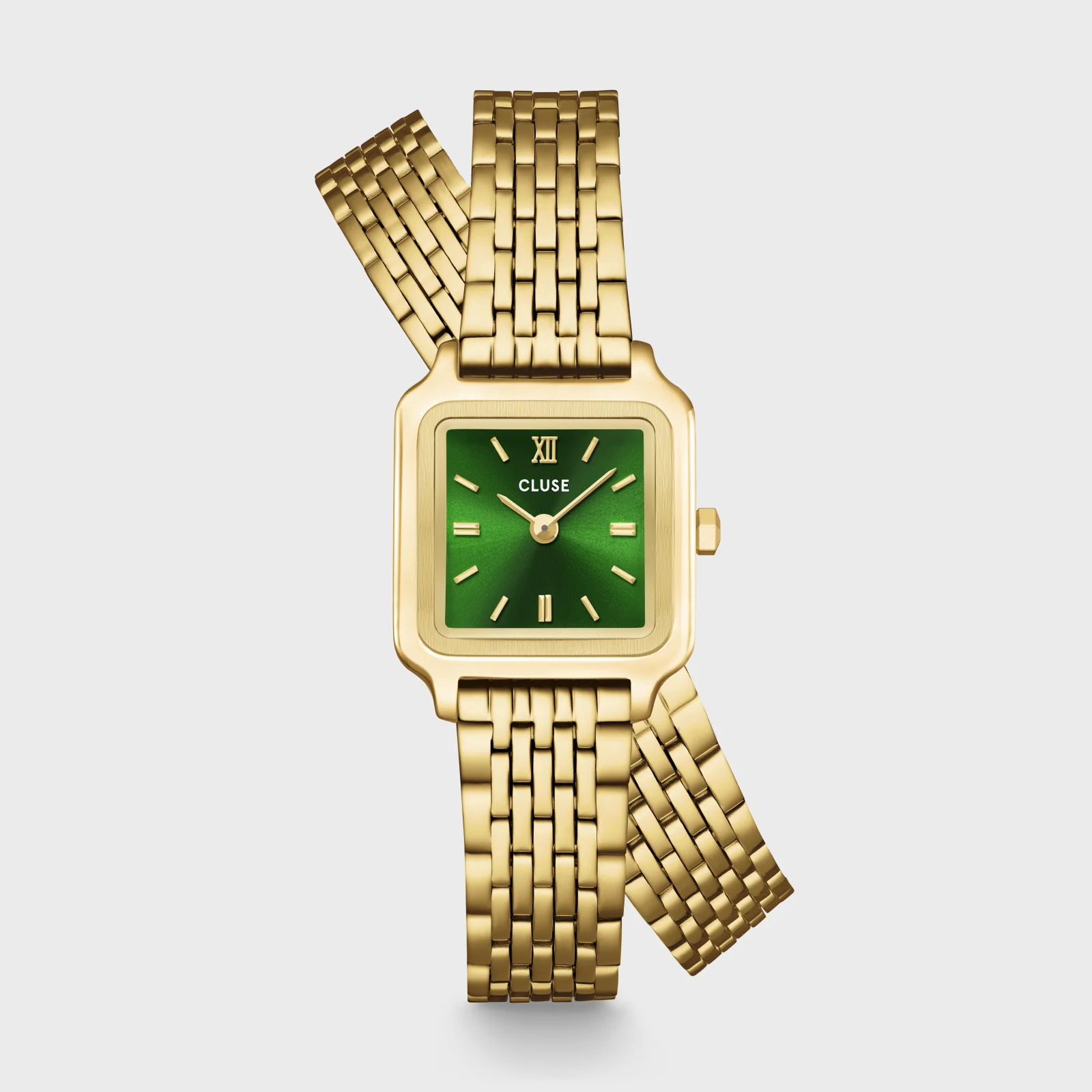 Gracieuse Mini Watch Double Steel, Forest Green, Gold Colour