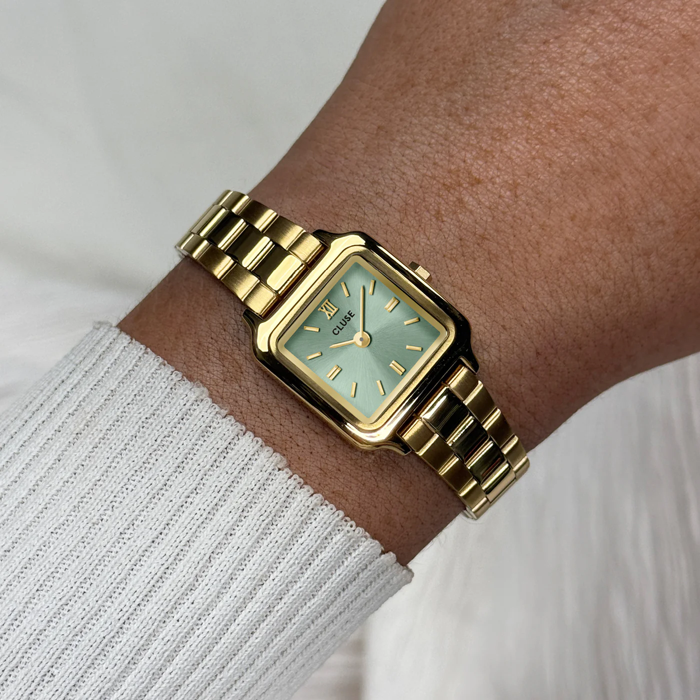 Gracieuse Mini Watch Steel, Sage Green, Gold Colour - Image 2