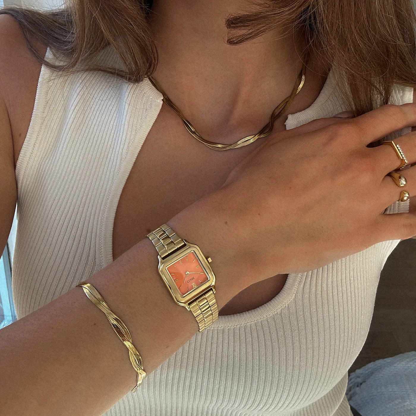 Gracieuse Petite Watch Steel, Apricot, Gold Colour - Image 7