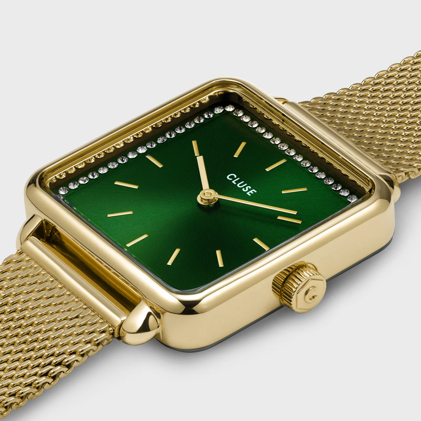 La Tétragone Watch Mesh stones Green, Gold Colour - Image 3