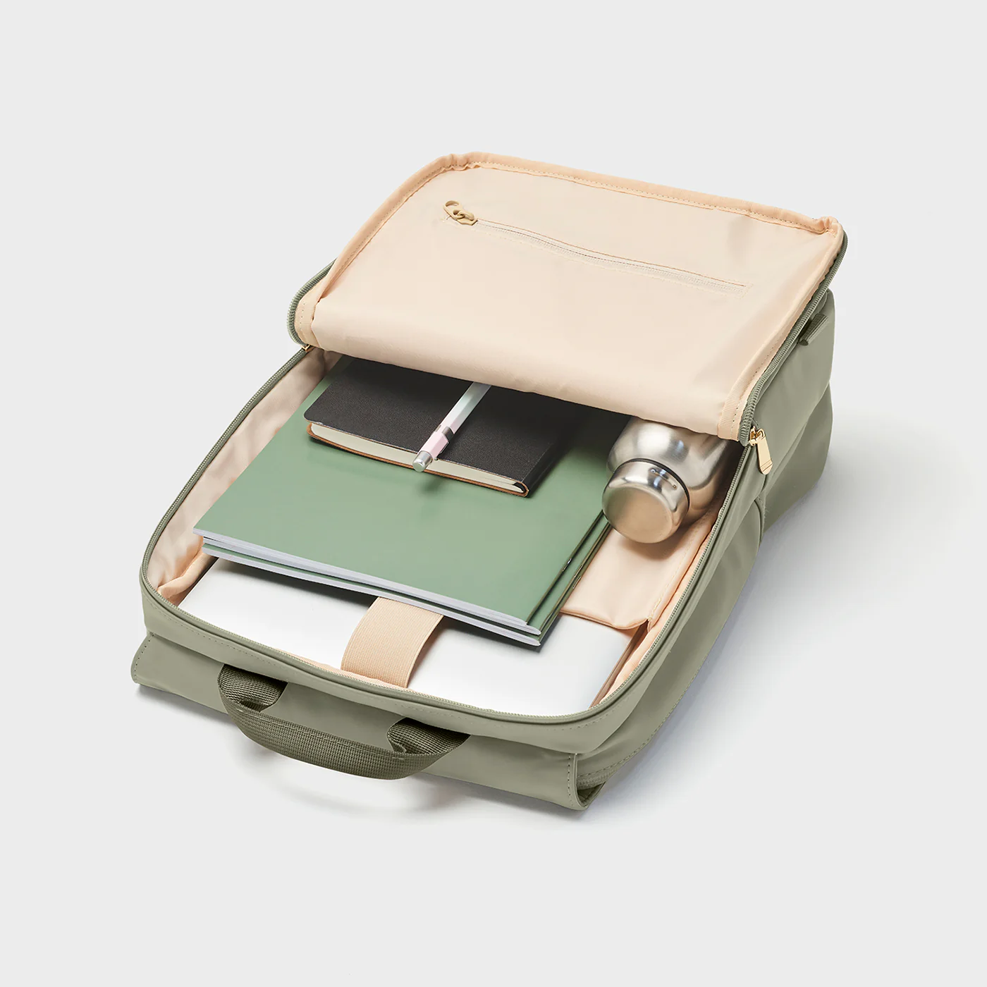 Le Réversible Backpack, Light Green Olive, Gold Colour - Image 6