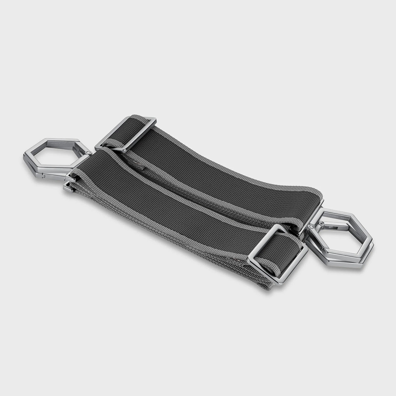 Le Réversible Straps, Striped Black Grey, Silver Colour