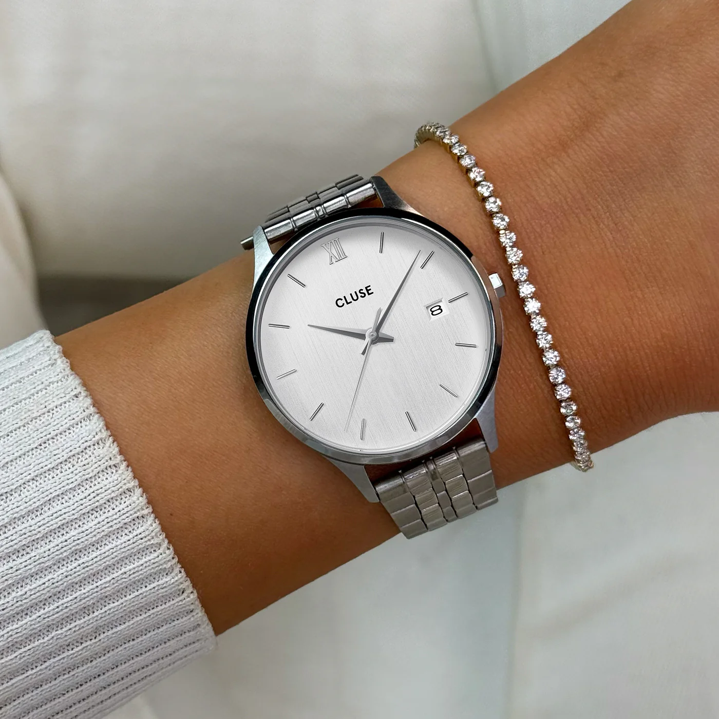 Minuit Date Watch Steel, Full Silver Colour - Image 2